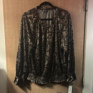 NWT Democracy Shimmery Metallic Paisley Top Size XL